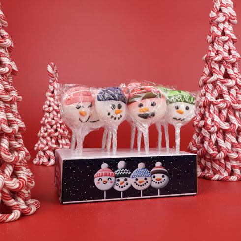 Gummy (Pack 12) Sweetzo Snowman Jelly Lollipops, Individually Wrapped Christmas Candy, Holiday Stocking Stuffers