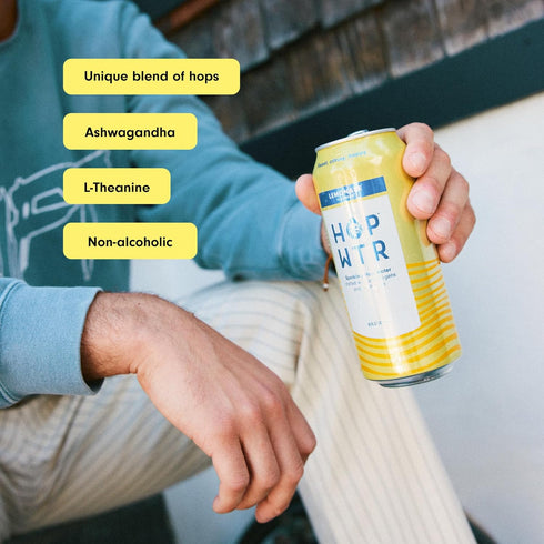 (12 Pack) (16 oz HOP WTR - Sparkling Hop Water - Lemonade - No Calories or Sugar, Low Carb and Added Benefits Cans)