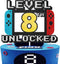 Level 8th Unlocked Cake Topper - Game Sign Theme Party Decorations for 8th Birthday Level Up Cake