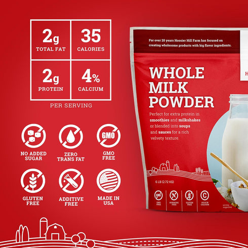 6LB (Pack 1) Hoosier Hill Farm Whole Milk Powder