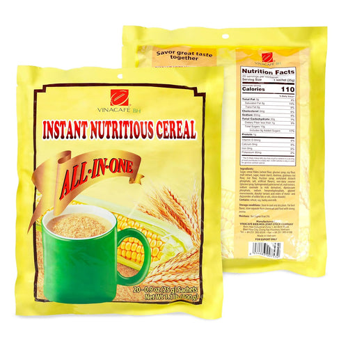 20 (14.11 Oz) Vinacafe Instant Cereal Mix Sachets | Nutritious Vietnamese Instant Cereal Drink | Creamy & Delicious