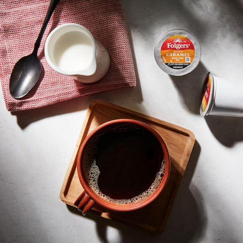 10 Count (Pack 6) Folgers Buttery Caramel Artificially Flavored Coffee, Keurig K-Cup Pods, Box