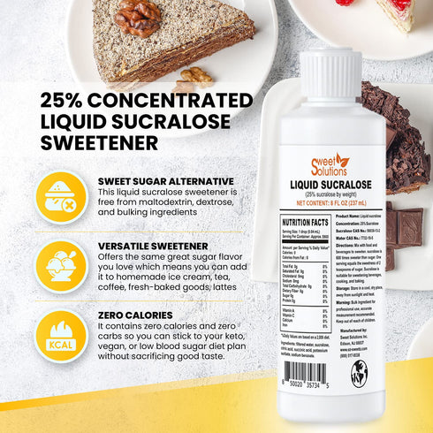 25% 8 oz. (2- Pack) Concentrated Liquid Sucralose Sweetener, Concentrated Sugar Alternative, Bulk for Drinks, Food