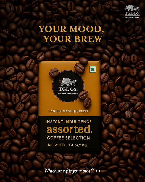 25 5 Packets TGL Co. Assorted Instant Coffee Sticks Sachets | Varieties (Flavored & Classic) | Single-Serve Instant