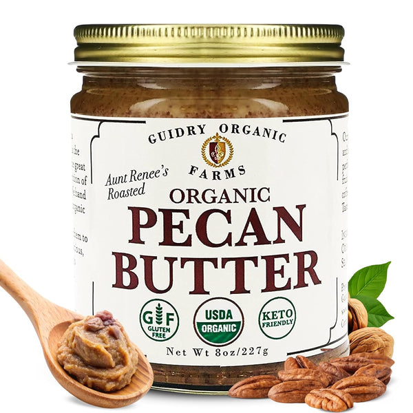 Guidry Organic Farms USDA Certified Organic Pecan Butter, Handmade, Small batches, Keto Friendly, Gluten Free,