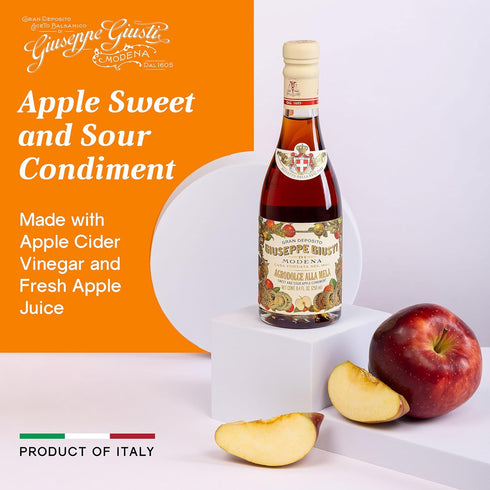 8.45 oz (250 ml) Pack 1 Giusti Apple Sweet and Sour Condiment Made with Balsamic Vinegar of Modena, Elevate Salads