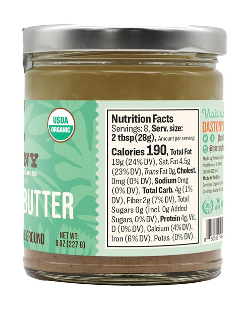 Dastony Organic Raw Brazil Nut Butter, 8 oz, Vegan, Paleo, Keto Friendly, Non-GMO, Gluten-Free