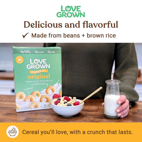 0g 2 Pack, 8 oz Love Grown Power Os Original High Protein Gluten-Free Cereal - Vegan, Certified Non-GMO, Added Sugar