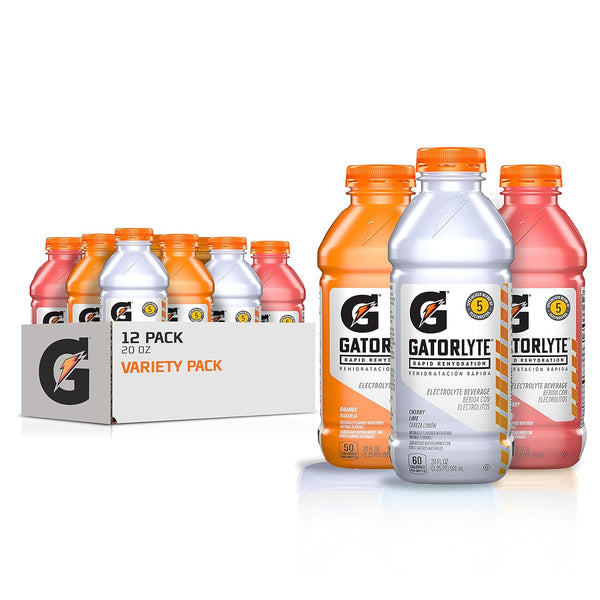 Gatorlyte Rapid Rehydration Electrolyte Drink, 3 Flavor Variety Pack, Specialized Blend of