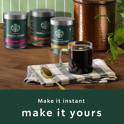 3.17 oz Starbucks Premium Instant Coffee, Dark Roast Coffee, Arabica Beans, Three Tins