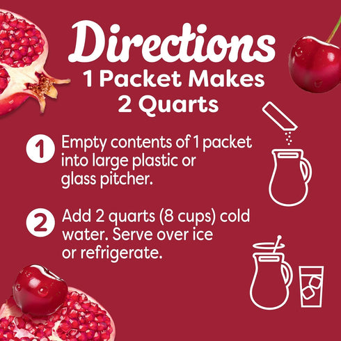 Packets, 10 2.2 Oz (Pack 6) Crystal Light Zero Sugar Cherry Pomegranate Drink Mix, Naturally Flavored Powdered Beverage