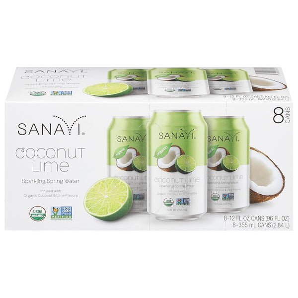 Sanavi , Sparkling Water Original Coconut Lime 8 Pack, 96 Fl Oz