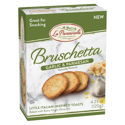 4.23oz (120g) La Panzanella Garlic and Parmesan Bruschetta Crackers - Italian-inspired Toasts, For Soups, Dips, Spreads