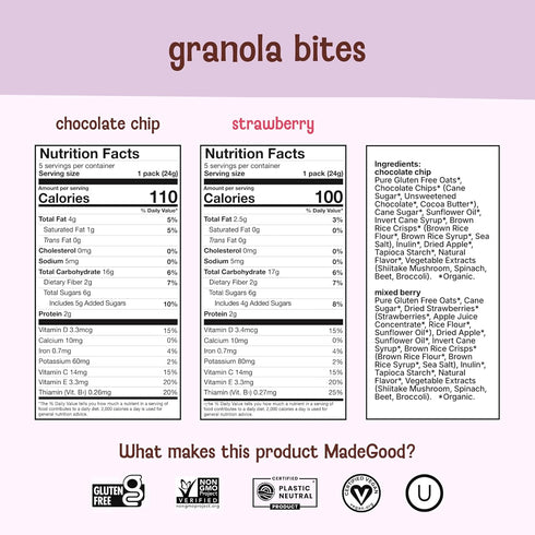Pack (37 Count) MadeGood Healthy Snacks Variety Organic Granola Bars, Granola Bites, Morning Bars
