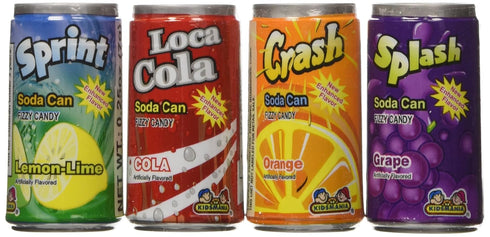 Kidsmania Fizzy Candy Kidsmania Soda Can Fizz Candy Variety Pack: Sprint Lemon Lime, Loca Cola,