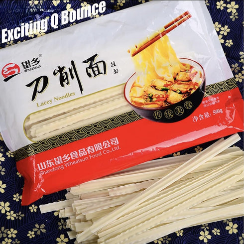 QIXINLIZYY Air-Dried500g/17.63 oz (1 pack)- Knife Sliced Noodles Wavy Knife Cut Noodles, Chinese Flat Dry Wide Noodles