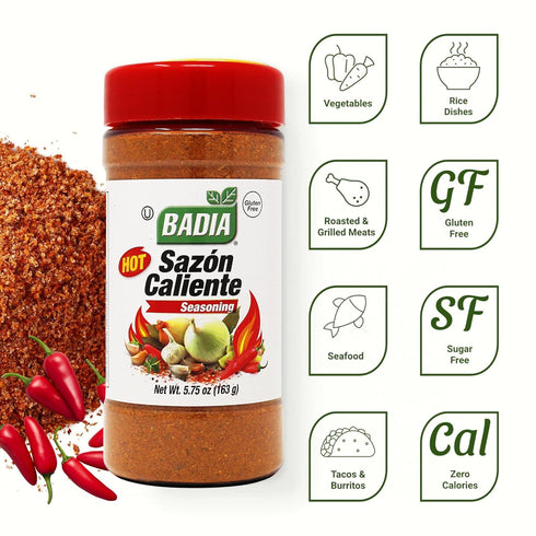 5.75 oz Badia Sazon Caliente Latin Inspired Spicy All Purpose Seasoning Gluten Free