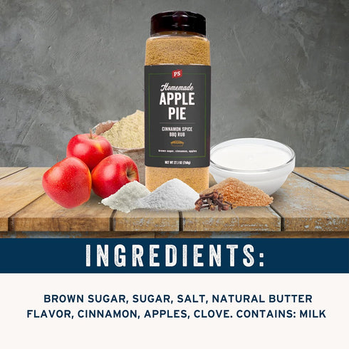 27.1oz PS Seasoning Apple Pie Rub- Sweet & Smoky Cinnamon BBQ Seasoning for Smoking, Grilling, Baking- Buttery Apple