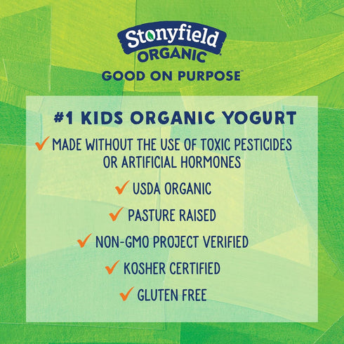 Stonyfield Organic Pack, 2 oz., 8 #1 Kids Cherry & Berry Lowfat Yogurt Tubes Variety Ct - Organic Kids Yogurt, No
