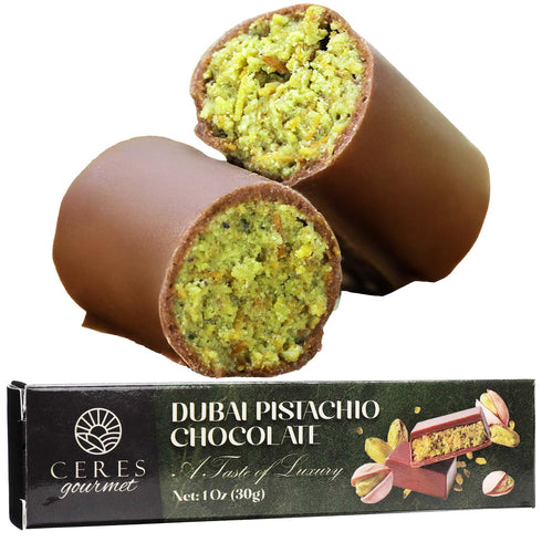 3-Pack (1 oz Ceres Gourmet Dubai Pistachio Chocolate Knafeh Bar Each) | Crunchy Kunafa & Creamy Pistachio Chocolate