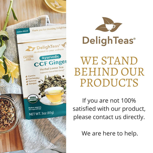 DelighTeas Organic Digest & Detox CCF Tea with Ginger - Ayurvedic Loose Leaf Tea for Digestion, 40 Servings