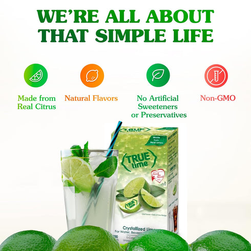 100 Count, Pack 2 0 True Citrus Lime Water Enhancer, of | Calorie | Sugar Free | Made with Real Limes | Bulk Dispenser