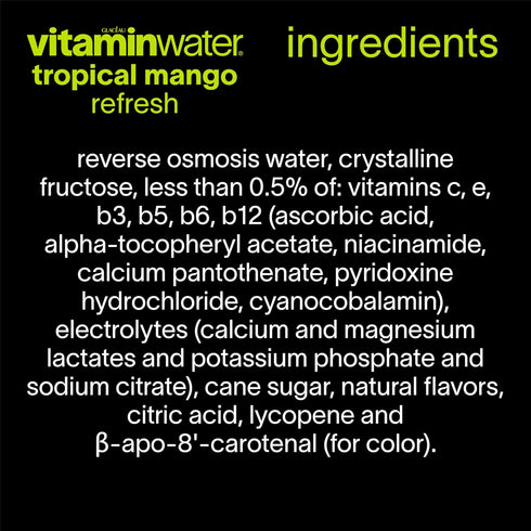 20 oz 12 Pack vitaminwater Refresh Tropical Mango Nutrient Enhanced Flavored Water Beverage, fl Bottles