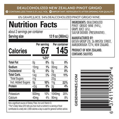 0% (750ml, 1) GIESEN Non-Alcoholic Pinot Grigio