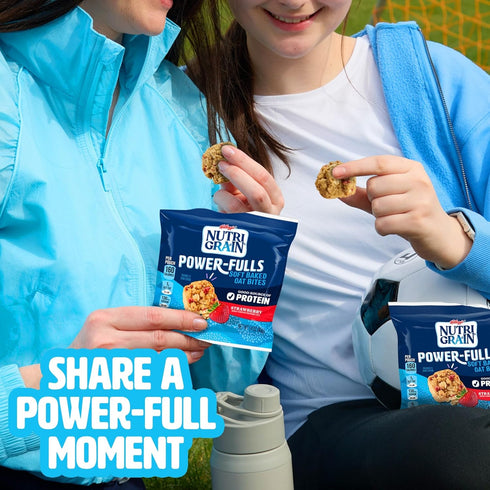 (5 20 Nutri-Grain Power-Fulls Soft Baked Oat Bites, Protein Snacks, Whole Grain, Strawberry Boxes, Pouches)