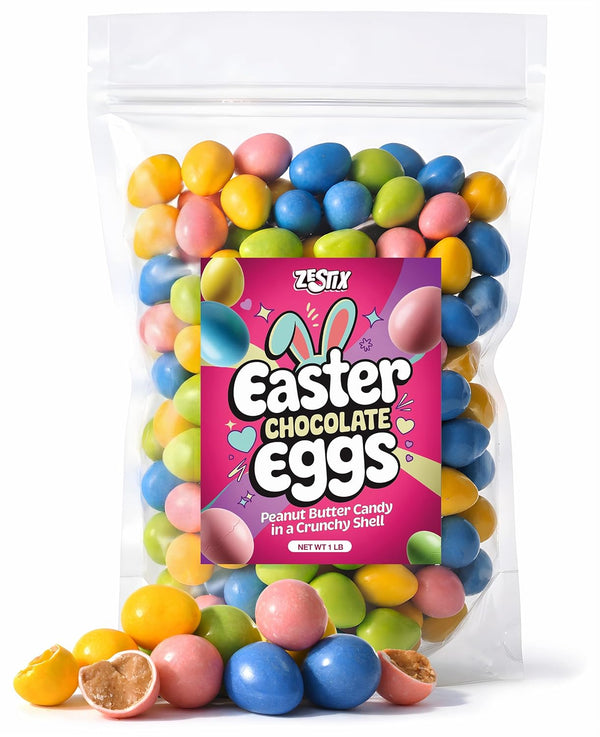 Mini Peanut Butter Candy Eggs, 1 lb Bulk Bag Crunchy Shell Peanut