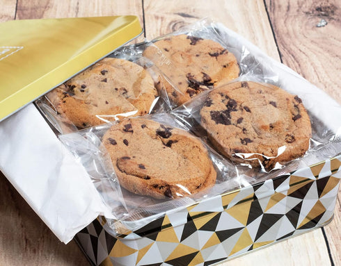 Gourmet Chocolate Chip Cookie Gift Tin - Individually Wrapped Fresh Treats