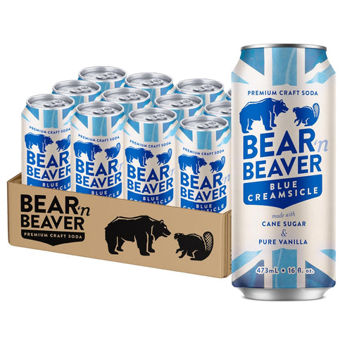 Bear 'n Beaver Premium Blue Creamsicle Craft Soda Soft Drinks - 100%