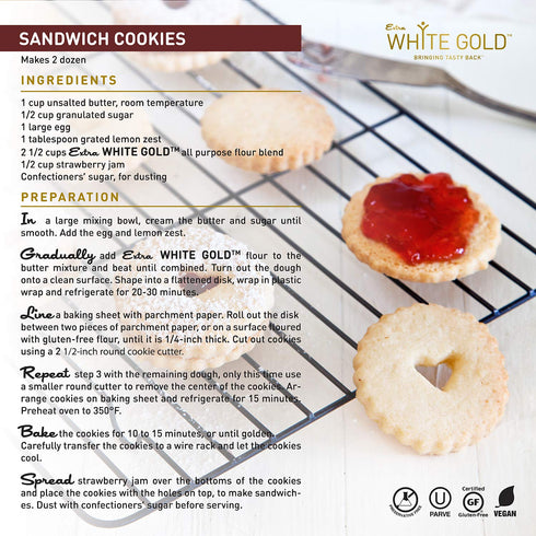 15.9 (2 Pack) Extra White Gold All Purpose Flour - Gluten Free Flour Blend for Baking and Cooking - Kosher, Vegan, Soy