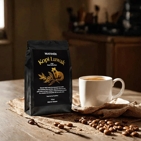 16oz 454 MATINE Wild Kopi Luwak Coffee Beans, Medium Roast, Whole Bean Coffee, Sustainably Sourced From Vietnam, /