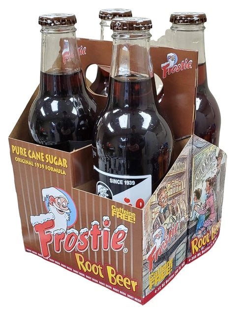 12 12) Frostie Soda ounce Glass Bottles (Root Beer