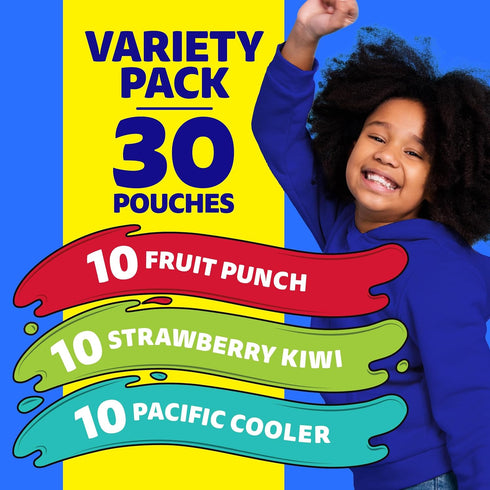 Pack, 30 6 oz Capri Sun Fruit Punch, Strawberry Kiwi and Pacific Cooler Flavored Juice Drink Blend Variety ct Box, fl