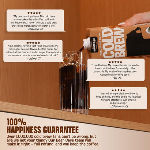 32 oz, 3 pack Wandering Bear Decaf Cold Brew Coffee - Bold, Smooth, No Sugar Added, Shelf-Stable, Ready to Drink