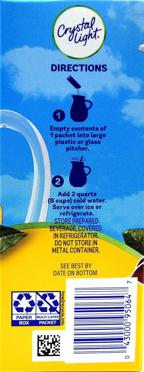 12-Quart (Pack 5) Crystal Light Lemon Iced Tea Drink Mix, Canister