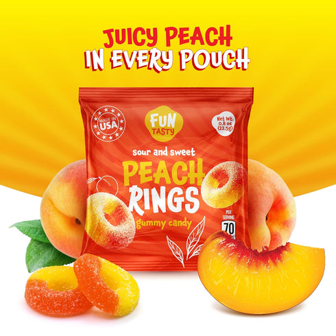 24 Packs Gummy Gummy Peach Rings - - Peach Candies Individually Wrapped - Sweet and Sour Candy for Classroom, Snacking