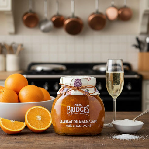 12oz (Pack 4) Mrs Bridges Celebration Marmalade with Champagne, Made in Scotland, Jar