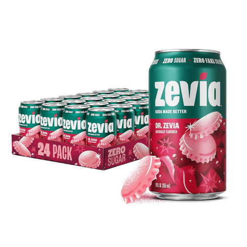 Zevia Zero Sugar Soda, Dr. Zevia, 12 oz Cans (24-Pack) Naturally Sweetened,
