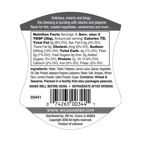 9.9 Oz Wild Garden Easy Squeeze, Green Herb Tahini, Great on Fish, Veggies, Sandwiches, and Mores!