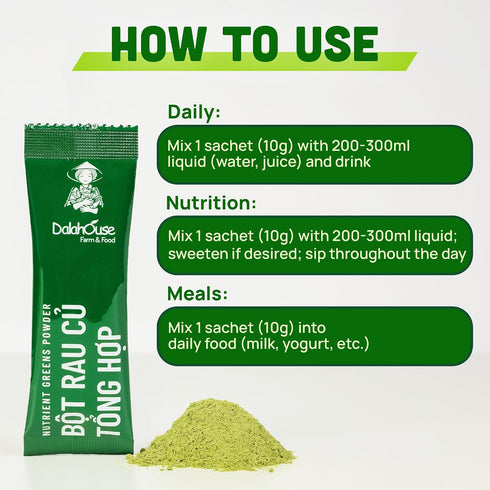 15 Immunity, 150g (15 10g Pack 2 DalaHouse Plant-Based Mix Powder Super Greens for Men & Women, Nutritional Vegetable