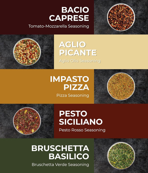 Set 5 Set TIMBER TASTE Italian Spice Gift for Women - Gourmet Italian Seasoning Blends from Italy | Artisan Basket