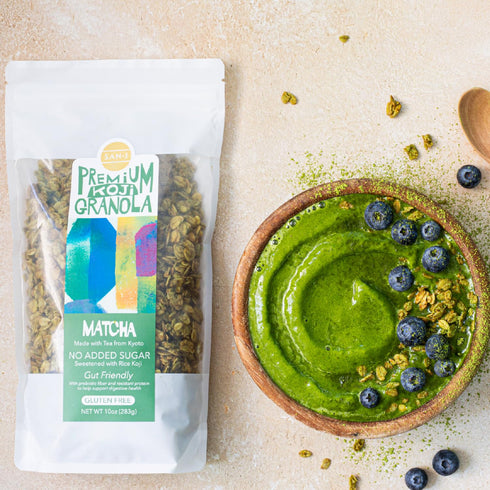 San-J Koji Matcha Granola - Made with Real Matcha Powder - Vegan - Gut-Friendly - No Added Sugar - Made With Premium