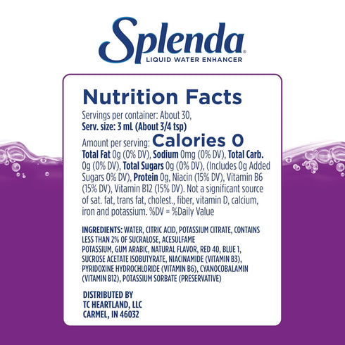 3.11 Oz 2 Pack) SPLENDA Liquid Water Enhancer Drops, Sugar Free, Zero Calorie, Natural Flavor, Concentrated Drink Mix