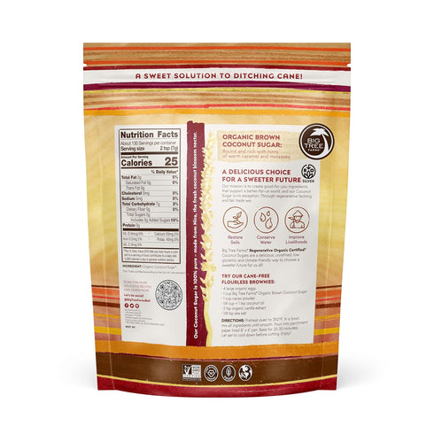 2 (Pack 1) Big Tree Farms Organic Brown Coconut Sugar - Coconut Palm Sugar, Unrefined, Fine Crystals, Cane Sugar