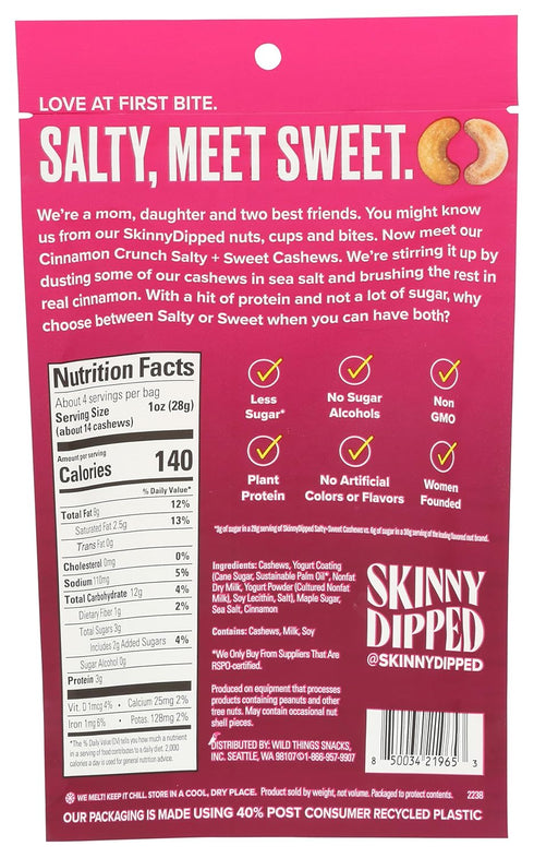 4 Skinnydipped, Cashews Cinnamon Chunk, Ounce
