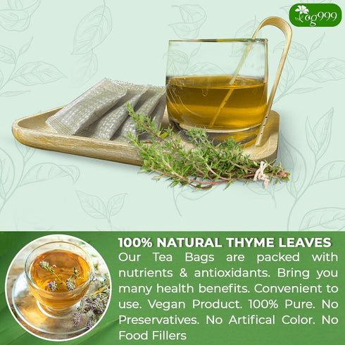 TOG999, 40 100% Premium Thyme Leaf Tea Bags, Natural & Pure Thyme Leaves. Loose Leaf Thyme Herbal Tea. Thyme Leaf Tea.