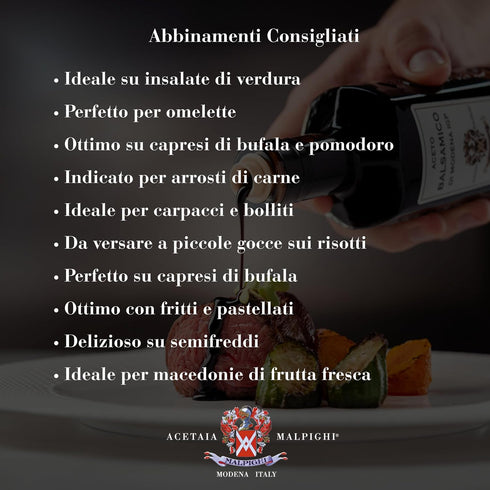 Acetaia 250 ml 8.45 oz Malpighi Balsamic Vinegar of Modena P.G.I. Silver Selection fl